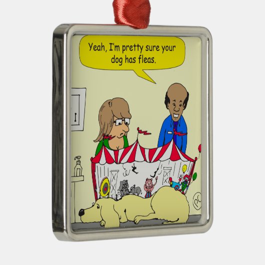 626犬にノミの漫画があります メタルオーナメント (右)