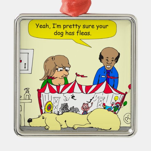 626犬にノミの漫画があります メタルオーナメント (正面)