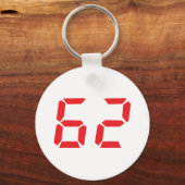 62 62赤アラーム時計のデジタル番号 キーホルダー (正面)