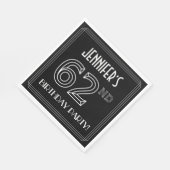 62nd誕生日パーティー:アールデコスタイル+名前をカスタムする スタンダードランチョンナプキン (角)