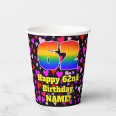62nd Birthday: Loving Hearts Pattern, Rainbow 62 紙コップ (裏面)