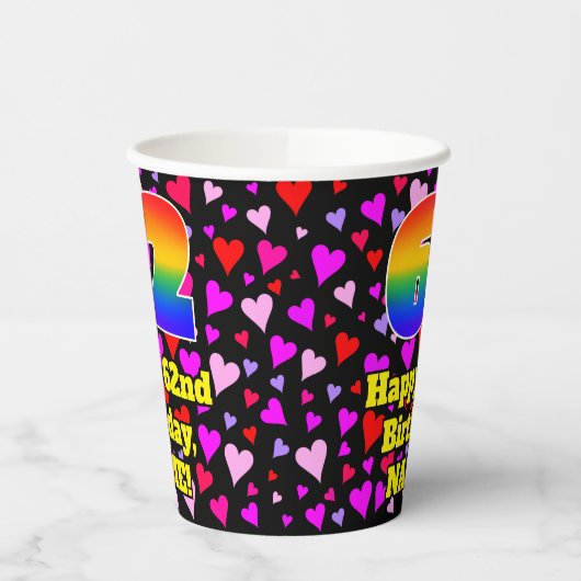 62nd Birthday: Loving Hearts Pattern, Rainbow 62 紙コップ (左)