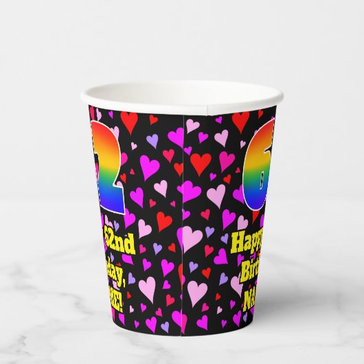 62nd Birthday: Loving Hearts Pattern, Rainbow 62 紙コップ (右)