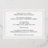 62nd Birthday Party —アールデコスタイル「62」 & Name 箔招待状 (裏面)