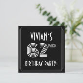 62nd Birthday Party: Art Deco Style w/ Custom Name 招待状 (スタンド正面)