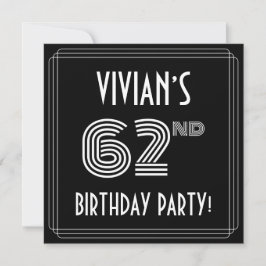 62nd Birthday Party: Art Deco Style w/ Custom Name 招待状