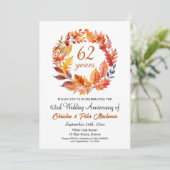 62nd Wedding Anniversary Fall Floral Garland 招待状 (スタンド正面)