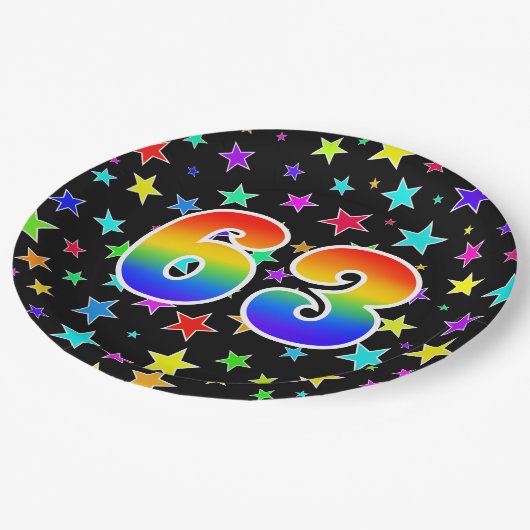 63イベントはっきりした:,おもしろい, カラフル Rainbow 63 ペーパープレート (アングル)