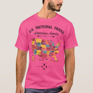 63ナショナルパークマップアメリカパークレトロヴィンテージカンピン Tシャツ
