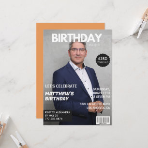 63モダン歳の誕生日に雑誌の表紙 招待状