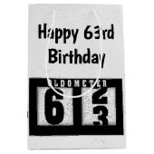 63位誕生日ブラックオドメータ ミディアムペーパーバッグ (正面)