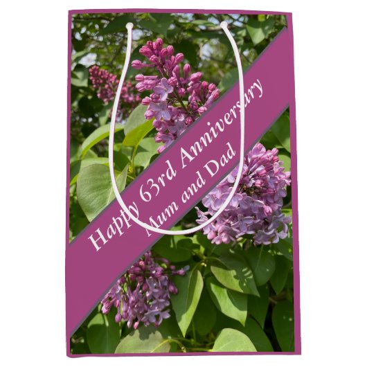 63周年記念薄紫編集可能 ミディアムペーパーバッグ (正面)