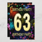 63回目の誕生日パーティー招待花火大会 招待状 (正面/裏面)