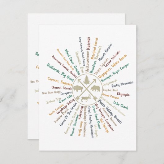 63国立公園マップギフトUSパークヴィンテージカムピン エンクロージャーカード (正面/裏面)