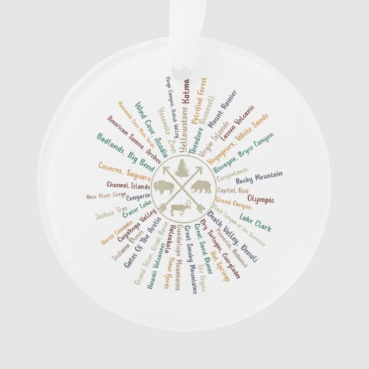 63国立公園マップギフトUSパークヴィンテージカムピン オーナメント (正面)