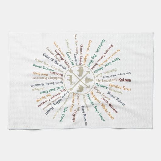 63国立公園マップギフトUSパークヴィンテージカムピン キッチンタオル (横)