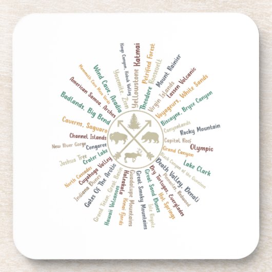 63国立公園マップギフトUSパークヴィンテージカムピン コースター (正面)