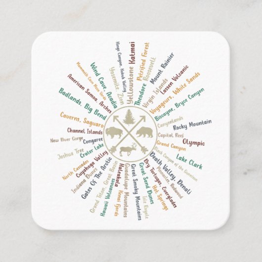 63国立公園マップギフトUSパークヴィンテージカムピン スクエア名刺 (正面)