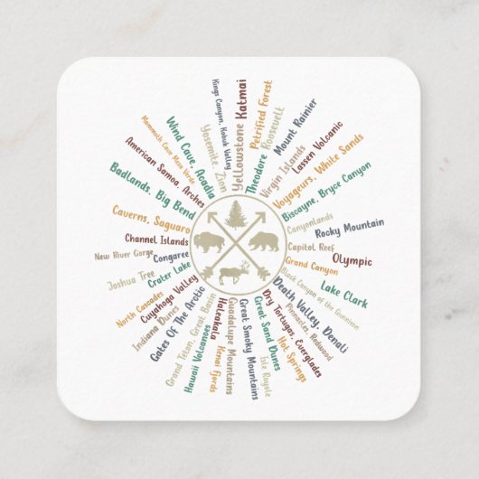 63国立公園マップギフトUSパークヴィンテージカムピン スクエア名刺 (裏面)