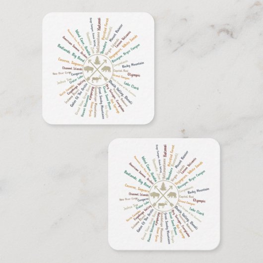 63国立公園マップギフトUSパークヴィンテージカムピン スクエア名刺 (正面/裏面)