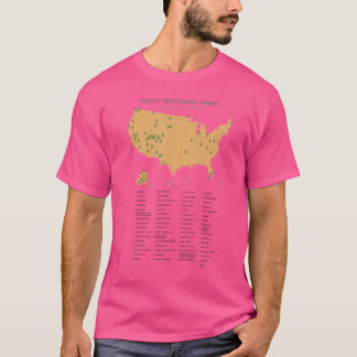 63国立公園マップ アメリカ国立公園 キャンプ ハイキング Tシャツ