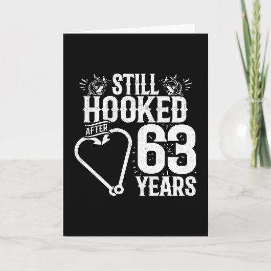 63年結婚した魚釣り63おもしろい周年 カード (正面)