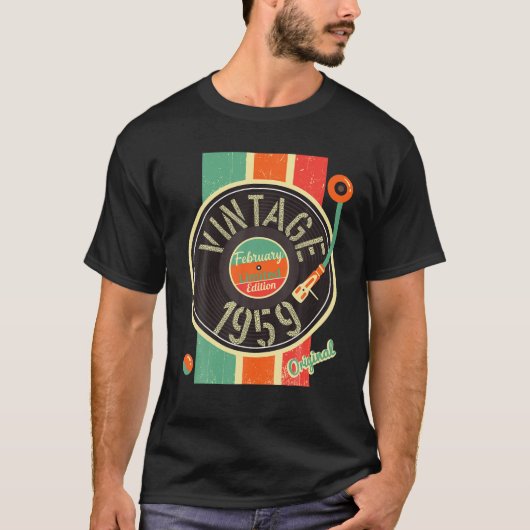 63年誕生日マン1959年2月ビニールターンテーブル Tシャツ (正面)