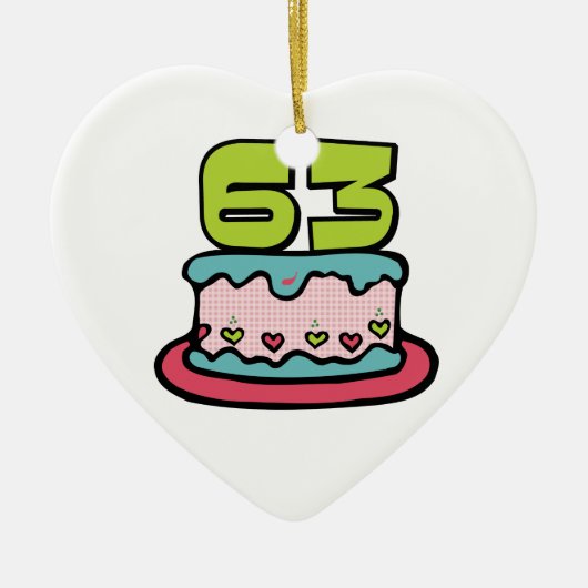 63歳お誕生日ケーキ セラミックオーナメント (正面)