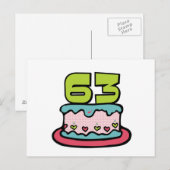 63歳お誕生日ケーキ ポストカード (正面/裏面)