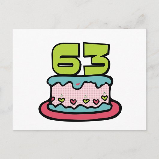 63歳お誕生日ケーキ ポストカード (正面)
