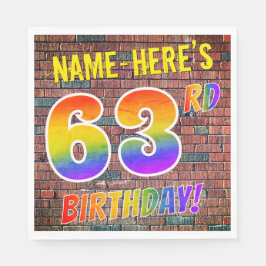 63歳の誕生日おめでとう!+ 名前入り スタンダードランチョンナプキン