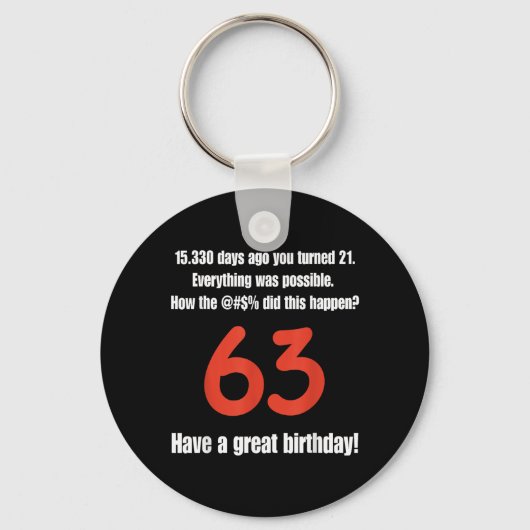 63歳の誕生日お祝いにぴったりな面白い誕生日名言 キーホルダー (正面)
