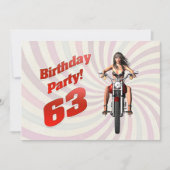 63歳の誕生日パーティーで、バイクで女の子と一緒に過ごす 招待状 (正面)