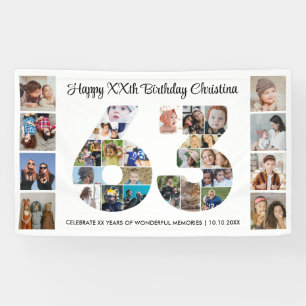 63歳の誕生日パーティーナンバー63フォトコラージュ 横断幕