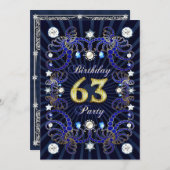 63歳の誕生日パーティー招待状と宝石の塊 招待状 (正面/裏面)