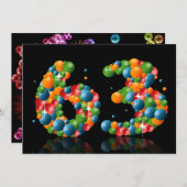 63歳の誕生日パーティー、バブルとボール 招待状 (正面/裏面)