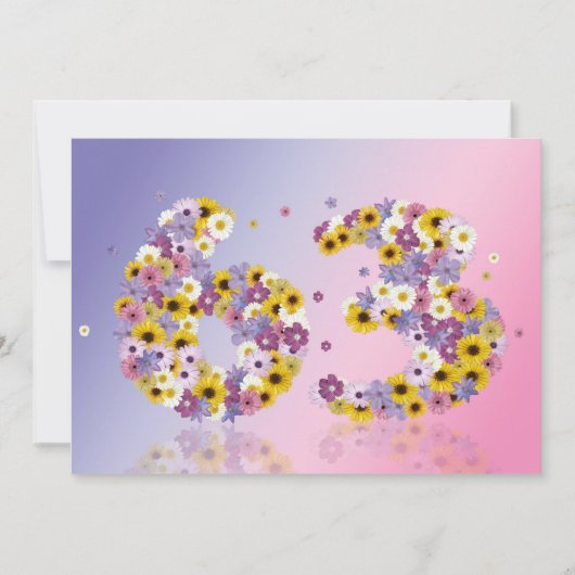 63歳の誕生日パーティー、花の文字 招待状 (正面)