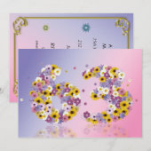 63歳の誕生日パーティー、花の文字 招待状 (正面/裏面)