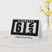 63歳の誕生日ブラックオドメーター カード (黄色い花)