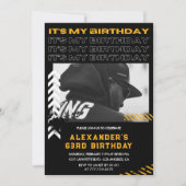 63歳の誕生日招待状メンズフォトスプレー絵を描 招待状 (正面)