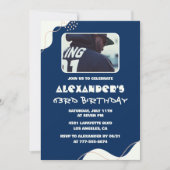 63歳シンプル招待状メンフォトネイビー 招待状 (正面)