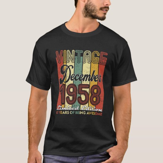 63歳レトロ1958年12月63日誕生日12月 Tシャツ (正面)
