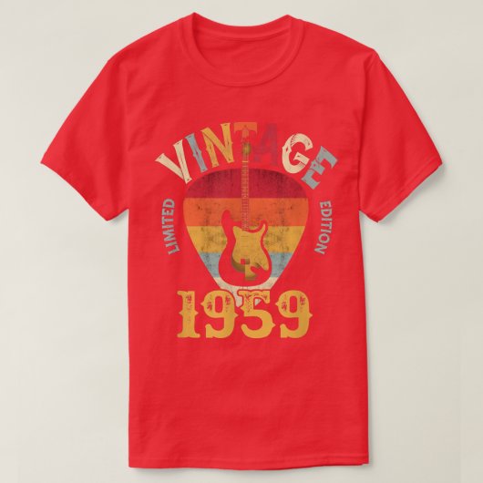 63歳ヴィンテージ1959ギターピック63位誕生日 Tシャツ (デザイン正面)