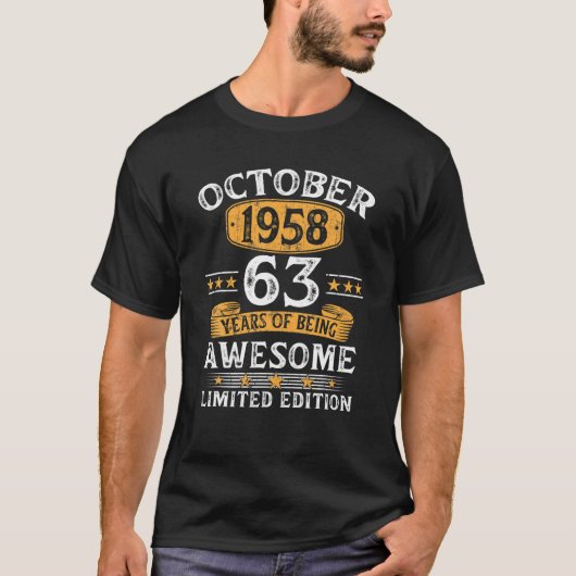 63歳誕生日ヴィンテージ1958年10月限定 Tシャツ (正面)