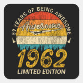 63歳1962レトロ63素晴らし番目の誕生日ギフト スクエアシール (正面)