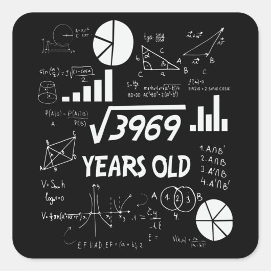 63歳Bday数学先生63番目の誕生日ギフト スクエアシール (正面)