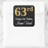 63番目の誕生日エレガント – 贅沢フェイクな金ゴールドルック# スクエアシール (バッグ)