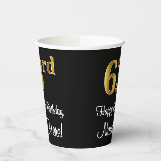 63番目の誕生日エレガント – 贅沢フェイクな金ゴールドルック# 紙コップ (左)