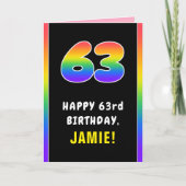 63番目の誕生日カラフル: Rainbow # 63,名前をカスタムする カード (正面)