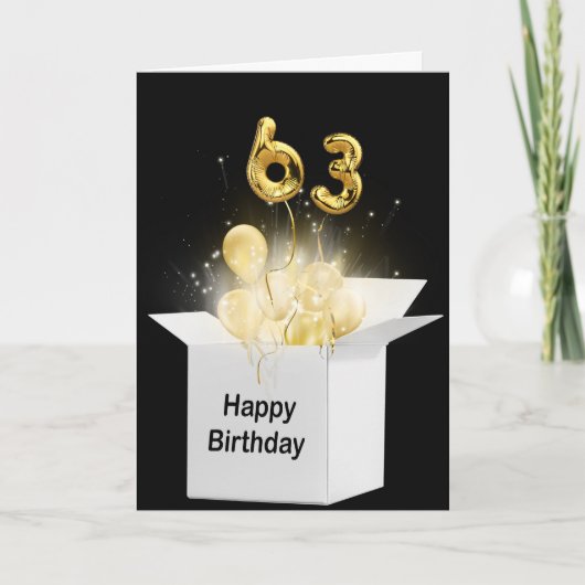 63番目の誕生日バルーン(白いボックス) カード (正面)